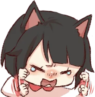 😫 Katzenmädchen, Anime, Wütend, Manga, Katzenohren whatsapp sticker