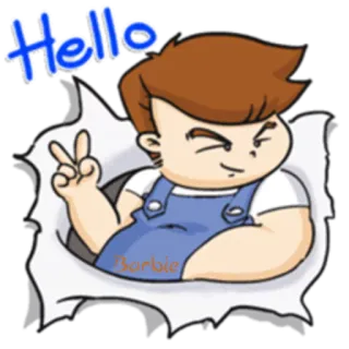 👋 Hello cartoon, character, greeting, hello, peace sign, boy telegram sticker