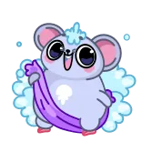 🚿 cartoon, animal, cute, mouse, towel, bubbles, kawaii telegram sticker