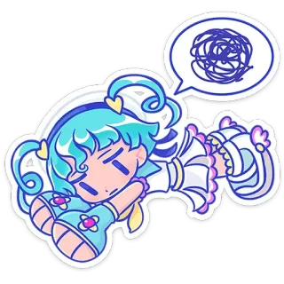 🫠 Anime, Dibujos animados, Chica, Linda, Adormilada, Pensando, Chibi telegram sticker