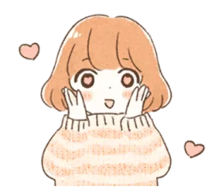 😍 Anime, Dziewczyna, Słodkie, Serce, Kawaii, Naklejka telegram sticker