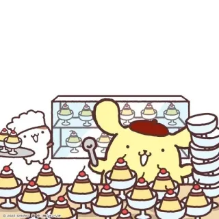 🌟 Pompompurin Sanrio, Dessert, Süßigkeiten, Kawaii, Niedlich, Essen telegram sticker