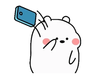 📱 orso, cartone animato, selfie, telefono, carino, orso bianco telegram sticker