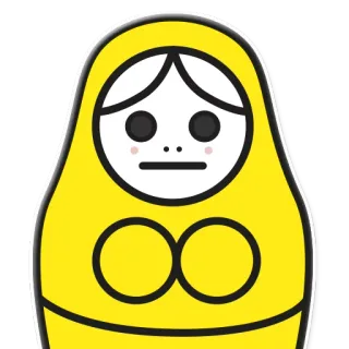😐 Matriochka, Poupée, Poupée russe, Jaune, Triste, Icône telegram sticker