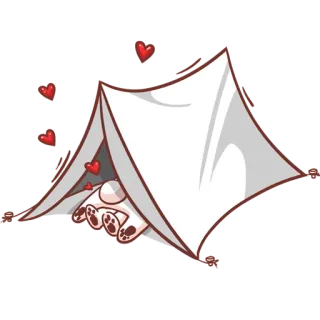 😱 tenda, campeggio, cuori, carino, cartone animato, animale whatsapp sticker