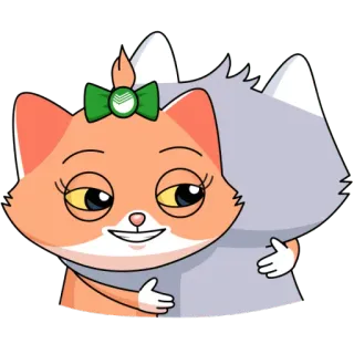 🤗 кот, мультфильм, милый, животное, дружба, объятие telegram sticker