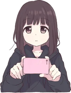 📷 Anime, Meisje, Telefoon, Leuk, Sticker whatsapp sticker