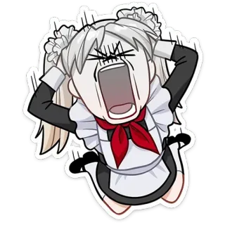 🤬 anime, maid, cartoon, screaming, angry, frustrated, emotion telegram sticker