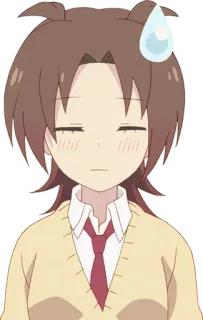 😓 Anime, Desenho animado, Personagem, Menina, Gota de suor, Uniforme escolar telegram sticker