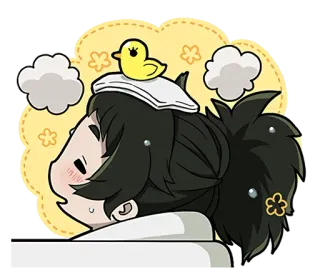 😌 милый, девушка, мультфильм, утка, больной telegram sticker