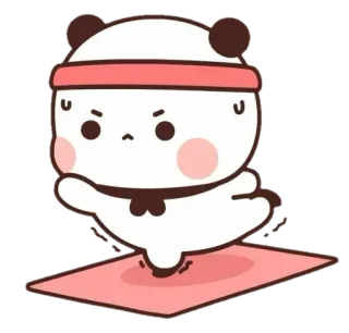 🐻 Panda, Yoga, Esercizio, Fitness, Carino, Cartone animato telegram sticker
