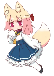 ❤️ Аниме, Чиби, Лиса, Кемономими, Девушка, Милый telegram sticker