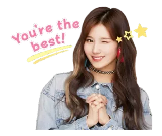 👍 You're the best! kpop, twice, sana, você é o/a melhor, elogio, positivo, estrela whatsapp sticker