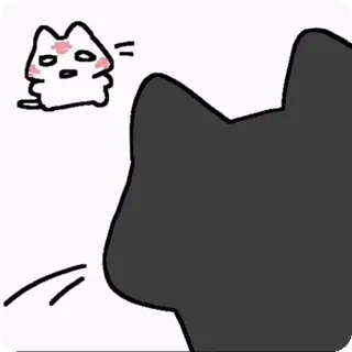 😏 cat, animal, cute, sticker, black cat, white cat telegram sticker