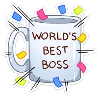 ☕️ WORLD'S BEST BOSS 최고의 상사, 상사, 직장, 사무실, 머그컵 telegram sticker