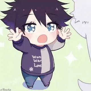 🤩 Wan Wan Love Anime, Chibi, Carino, Kawaii, Cartone animato, Ragazzo, Maglione, Animale domestico, Cane telegram sticker