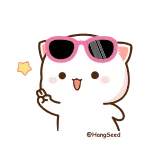 😉 lucu, kucing, stiker, kartun, binatang, damai, kacamata hitam telegram sticker