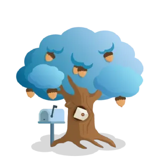 🌳 boom, eikels, natuur, plant, brievenbus, brief telegram sticker