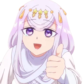 👍 Anime, Gadis, Imut, Jempol ke atas, Karakter, Kartun whatsapp sticker