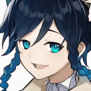 😏 Venti Genshin Impact ウェンティ, 原神, アニメキャラ, ゲーム, キャラクター, 笑顔, 青髪 telegram sticker