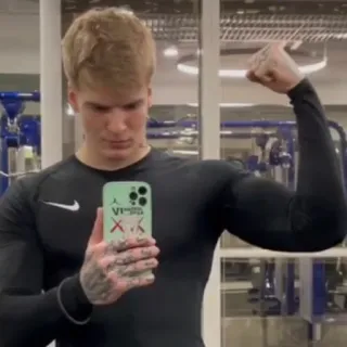 😈 homem, fitness, selfie, academia, treino, músculo, retrato telegram sticker