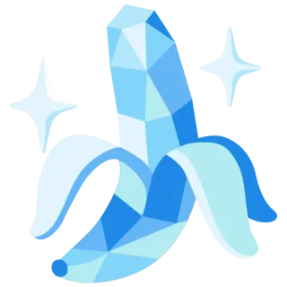 💎 กล้วย, ผลไม้, อาหาร, สีน้ำเงิน, เงา, เรขาคณิต, ทันสมัย telegram sticker