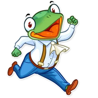 🏃 กบ, การ์ตูน, วิ่ง, ร่าเริง, ภาพเคลื่อนไหว, สีเขียว telegram sticker