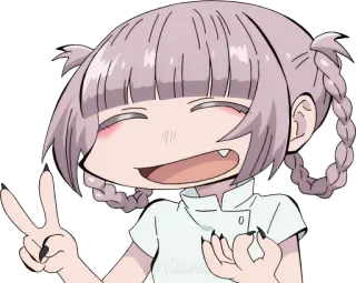 ✌ Anime, Chica, Lindo, Kawaii, Paz, Ok whatsapp sticker