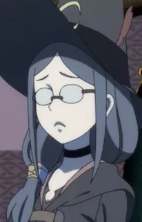 🙁 Ursula Callistis Little Witch Academia Anime, Strega, Occhiali, Triste, Maga telegram sticker