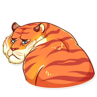 😒 tigre, animal, triste, fatigué, dessin animé telegram sticker