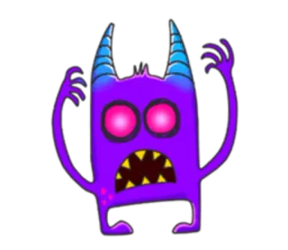 😯 Monster, Cartoon, Lila, Alien, Gruselig, Kreatur whatsapp sticker