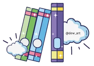 📚 @dew_art 책, 구름, 독서, 미술, 이슬, 보라색, 파란색, 녹색 telegram sticker