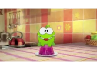 😜 Om Nom Cut the Rope Cartone animato, Verde, Caramella, Carino, Dolce, Gelatina telegram sticker