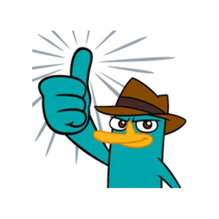 👍 Perry the Platypus Phineas and Ferb cartoni animati, ornitorinco, agente, animale, bambini, animato, Disney, Phineas e Ferb telegram sticker