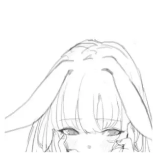 🐈 อนิเมะ, กระต่าย, ผู้หญิง, สเก็ตช์, น่ารัก, หู telegram sticker