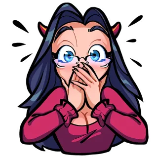 🙊 gadis iblis, kartun, terkejut, kawaii, tanduk setan telegram sticker