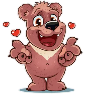 😍 urso, desenho animado, animal, fofo, adesivo, corações telegram sticker