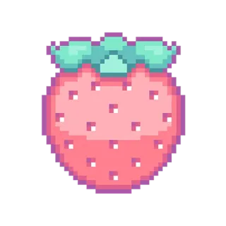 🍓 dâu tây, trái cây, pixel art, màu hồng, ngọt, thức ăn telegram sticker