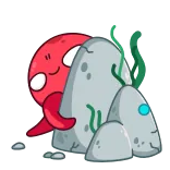 😈 Dessin animé, Personnage rouge, Rock, Algue, Mignon, Autocollant whatsapp sticker