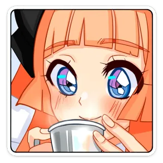😍 Аниме девушка, Каваи, Мило, Чай, Чашка, Манга, Мультфильм whatsapp sticker