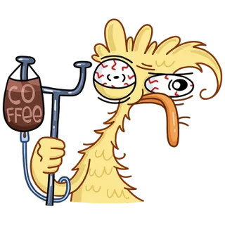☕️ COFFEE кофе, птица, уставший, сонный, мультфильм, измученный telegram sticker