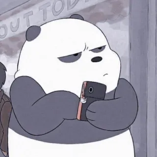 😒 Panda We Bare Bears Panda, Ours, Dessin animé, Téléphone, Mignon, Ennuyé, Fâché telegram sticker