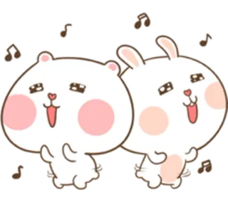 😘 animals, bear, rabbit, singing, cute, cartoon, music notes telegram sticker