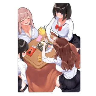 ☁️ 动漫, 女性, 桌子, 酒精, 派对 telegram sticker