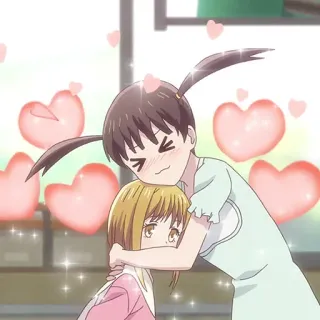 ❤️ anime, hug, hearts, cute, friendship, kawaii, love telegram sticker