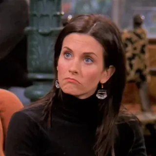😟 Monica Geller Friends série de tv, sitcom, Friends, Monica Geller, Courteney Cox, expressão facial, irritada telegram sticker