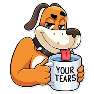 ☕ YOUR TEARS 犬, 漫画, マグカップ, 涙, 飲む, 面白い telegram sticker