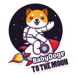 🚀 BabyDoge TO THE MOON doge, rocket, moon, meme, cryptocurrency, space telegram sticker
