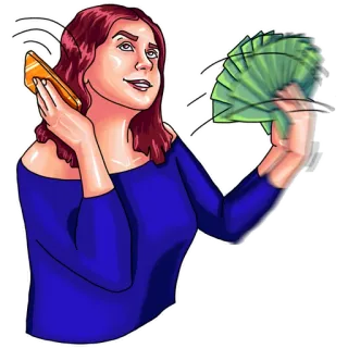 💃 donna, soldi, telefono, successo, ricchezza, cartone animato telegram sticker