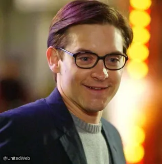 😁 Tobey Maguire actor, man, glasses, celebrity telegram sticker